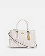 COACH®,MINI SURREY CARRYALL,Leather,Large,Gold/Chalk,Front View