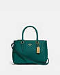 COACH®,MINI SURREY CARRYALL,Leather,Large,Gold/Viridian,Front View