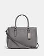COACH®,MINI SURREY CARRYALL,Leather,Large,Silver/Heather Grey,Front View