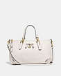 COACH®,ALLY SATCHEL,Leather,Large,Gold/Chalk,Front View