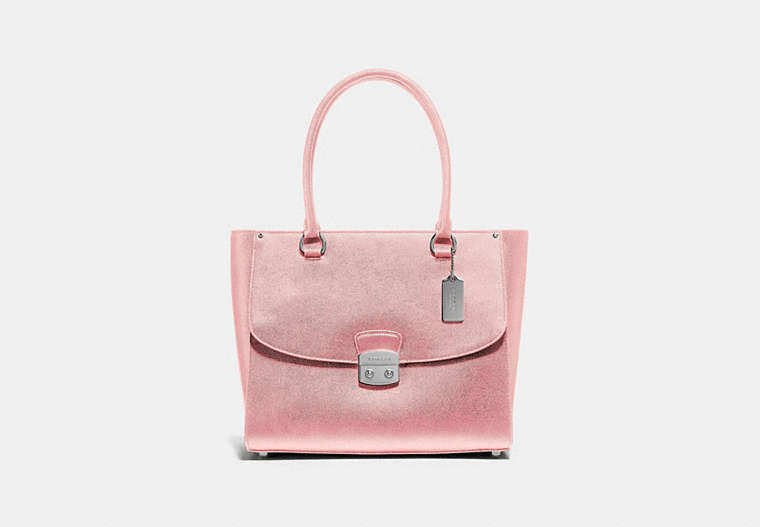 COACH®,AVARY TOTE,Leather,Large,Silver/Petal,Front View