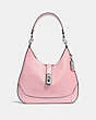 COACH®,AMBER HOBO,Leather,Medium,Silver/Petal,Front View