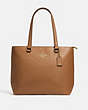 COACH®,BAY TOTE,Leather,Large,Gold/LIGHT SADDLE,Front View