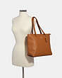 COACH®,BAY TOTE,Leather,Large,Gold/LIGHT SADDLE,Alternate View
