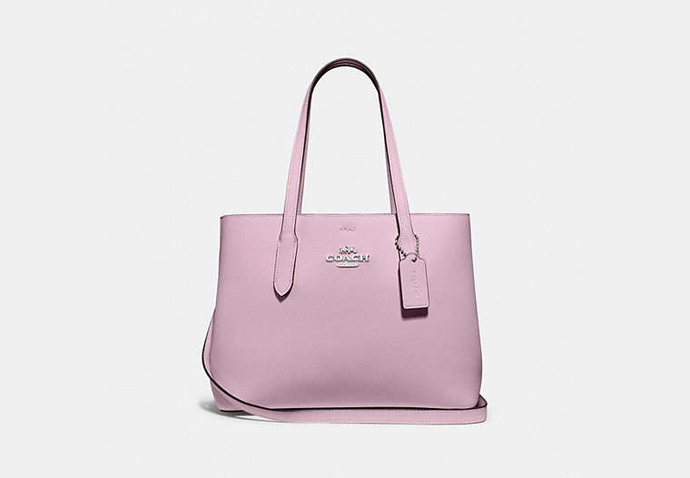 COACH®,AVENUE CARRYALL,Leather,Large,Silver/Lilac Dark Purple,Front View