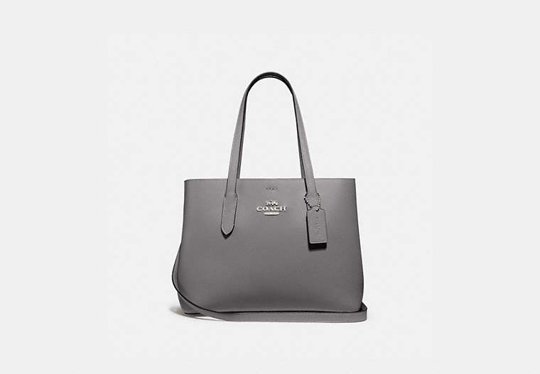 COACH®,AVENUE CARRYALL,Leather,Large,Silver/Heather Grey/Oxblood 1,Front View