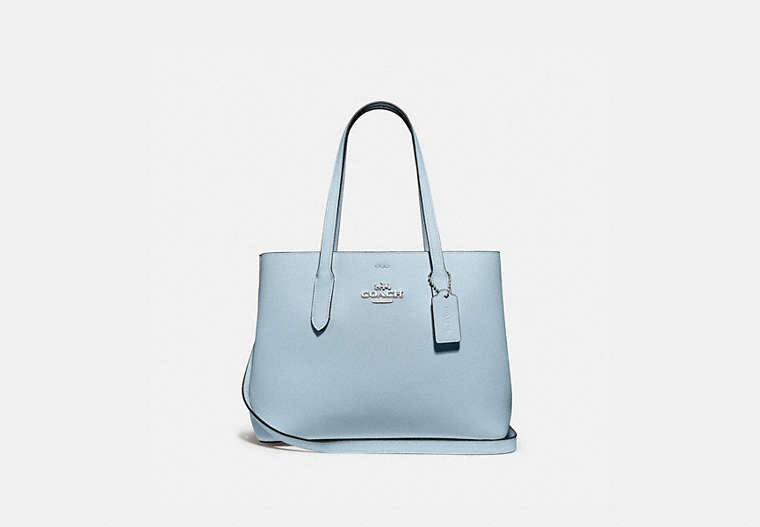 COACH®,AVENUE CARRYALL,Leather,Large,Silver/Pale Blue Midnight,Front View
