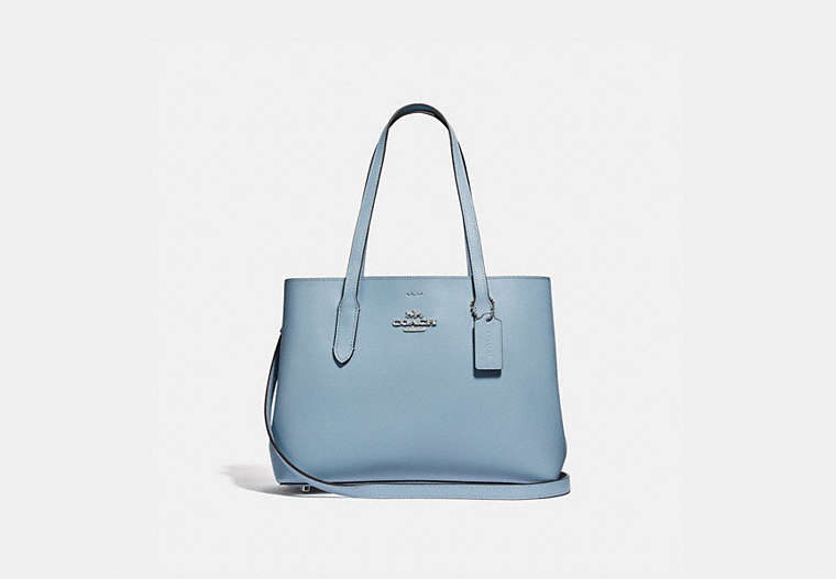 COACH®,AVENUE CARRYALL,Leather,Large,Silver/Cornflower/Mtllic Midnight,Front View
