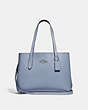 COACH®,AVENUE CARRYALL,Leather,Large,Silver/Steel Blue Metallic Silver,Front View