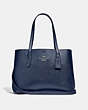 COACH®,AVENUE CARRYALL,Leather,Large,Silver/Metallic Blue Cadet,Front View