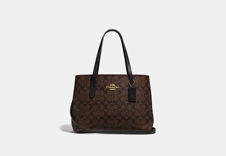 COACH®,AVENUE CARRYALL IN SIGNATURE CANVAS,Leather,Large,Gold/Brown Black,Front View