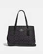 COACH®,AVENUE CARRYALL IN SIGNATURE CANVAS,Leather,Large,Silver/Black Smoke,Front View
