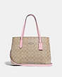 COACH®,AVENUE CARRYALL IN SIGNATURE CANVAS,Leather,Large,Silver/Light Khaki Carnation,Front View