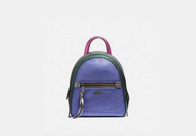 COACH®,ANDI BACKPACK IN COLORBLOCK,Leather,Medium,Gunmetal/Multi,Front View