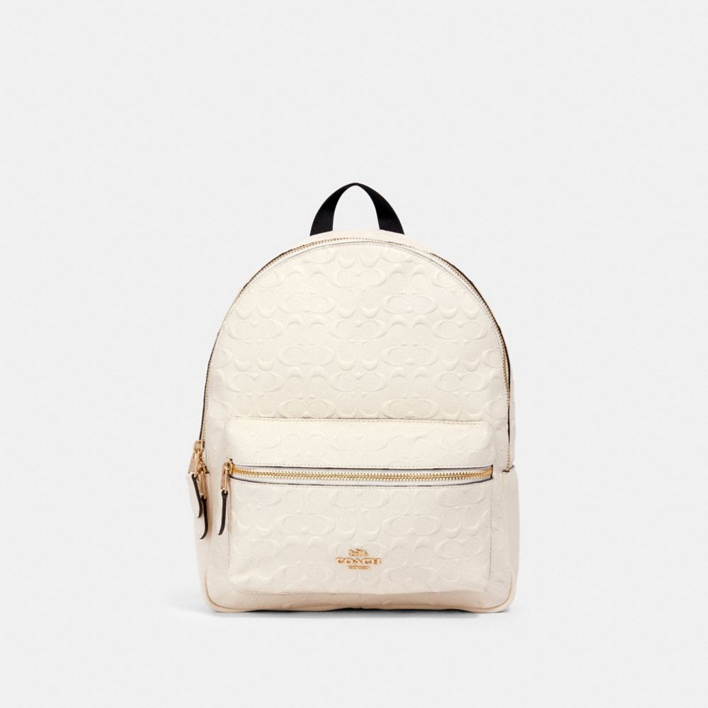 COACH®,Medium Charlie Backpack In Signature Leather,,Front View