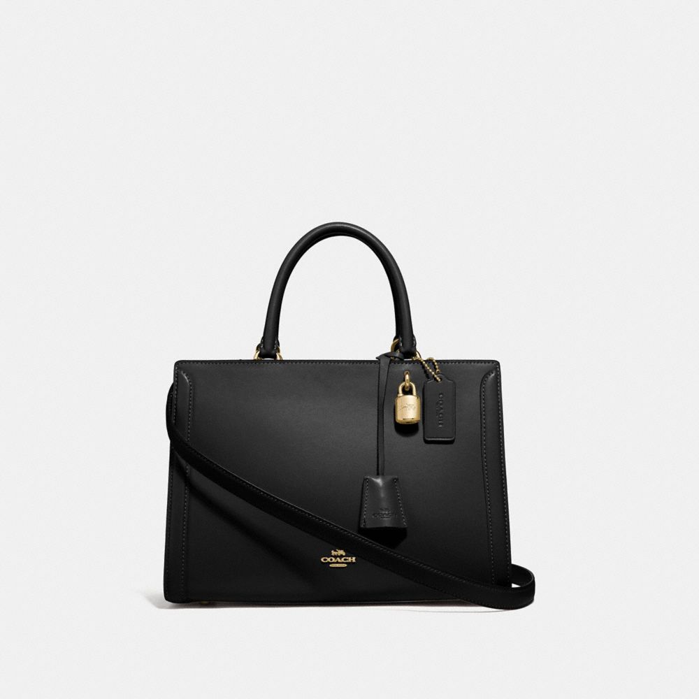 COACH®,CARRYALL ZOE,Cuir,Or/Noir,Front View