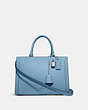 COACH®,ZOE CARRYALL,Leather,Large,Silver/Cornflower,Front View