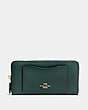 COACH®,ACCORDION ZIP WALLET,pusplitleather,Gold/Evergreen,Front View