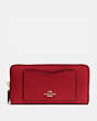 COACH®,ACCORDION ZIP WALLET,pusplitleather,Gold/True Red,Front View