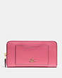 COACH®,ACCORDION ZIP WALLET,pusplitleather,Gold/Strawberry,Front View