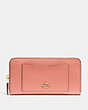 COACH®,ACCORDION ZIP WALLET,pusplitleather,Gold/Light Coral,Front View