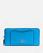 COACH®,ACCORDION ZIP WALLET,pusplitleather,Silver/Bright Blue,Front View