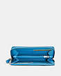 COACH®,ACCORDION ZIP WALLET,pusplitleather,Silver/Bright Blue,Inside View,Top View