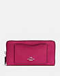 COACH®,ACCORDION ZIP WALLET,pusplitleather,Silver/Hot Pink,Front View