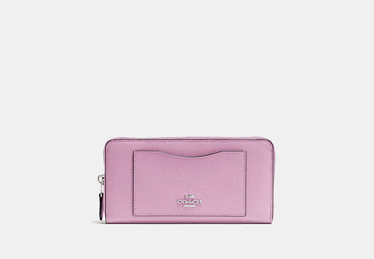 COACH®,ACCORDION ZIP WALLET,pusplitleather,Silver/Lilac,Front View