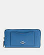 COACH®,ACCORDION ZIP WALLET,pusplitleather,Silver/Sky Blue,Front View
