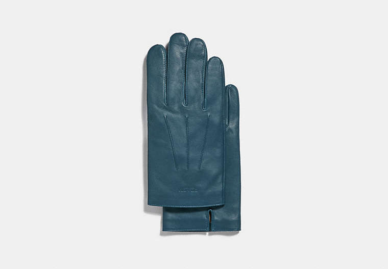 COACH®,LEATHER GLOVES,n/a,Denim,Front View