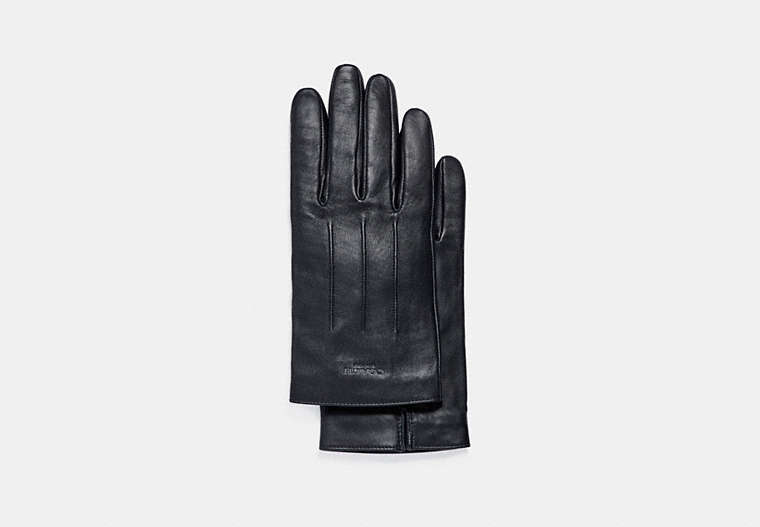 COACH®,LEATHER GLOVES,n/a,GRAPHITE,Front View