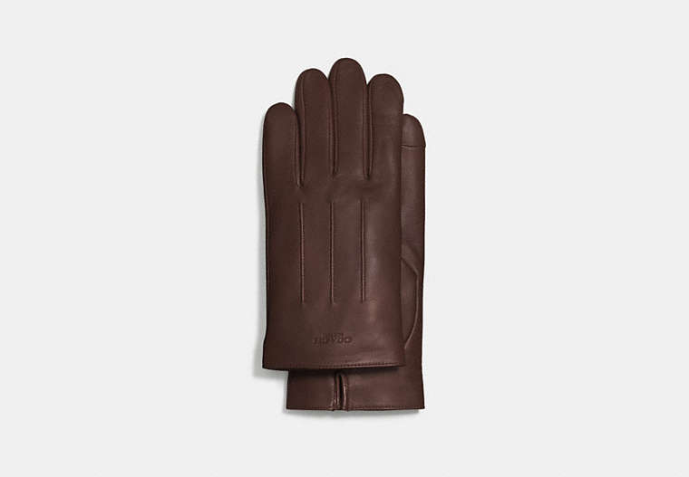COACH®,LEATHER GLOVES,n/a,Mahogany brown,Front View