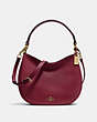 COACH®,MAE CROSSBODY,Leather,Small,Light Gold/Burgundy,Front View