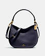 COACH®,MAE CROSSBODY,Leather,Small,Light Gold/Navy,Front View