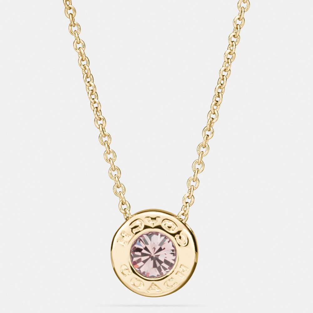 COACH®,OPEN CIRCLE STONE NECKLACE,Gold,Front View