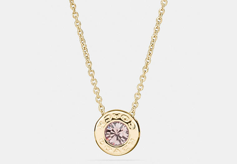 COACH®,OPEN CIRCLE STONE NECKLACE,Metal,Gold,Front View