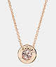 COACH®,OPEN CIRCLE STONE NECKLACE,Metal,Rose Gold,Front View