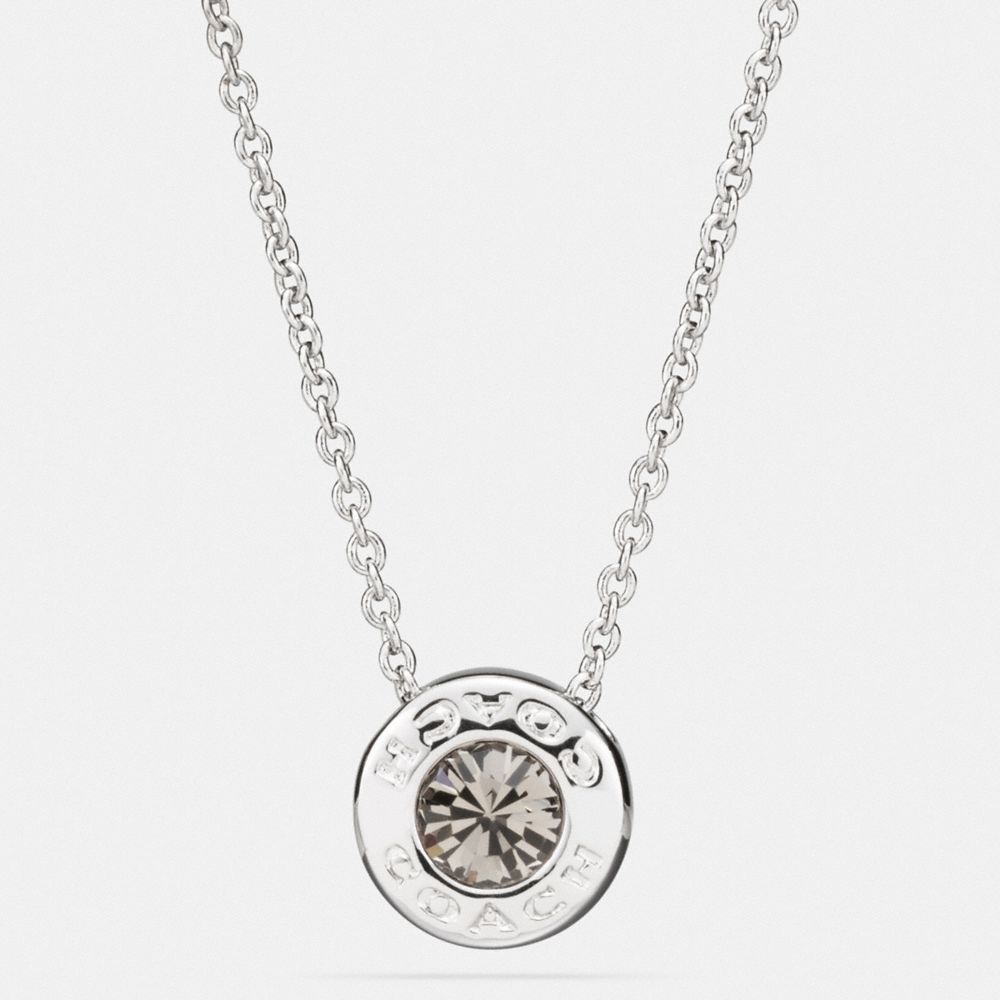 COACH®,OPEN CIRCLE STONE NECKLACE,Silver,Front View