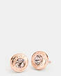 COACH®,OPEN CIRCLE STONE STUD EARRINGS,Metal,Rose Gold,Front View