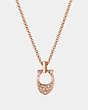 COACH®,PAVE SIGNATURE NECKLACE,Metal,Rose Gold,Front View