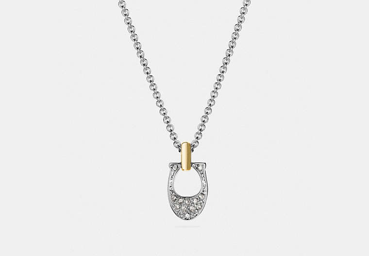 COACH®,PAVE SIGNATURE NECKLACE,Metal,Silver/Gold,Front View