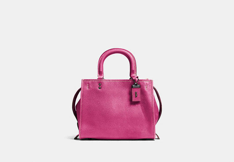COACH®,ROGUE 25,Leather,Small,Pewter/Fuchsia,Front View