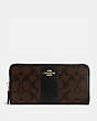 COACH®,ACCORDION ZIP WALLET IN SIGNATURE CANVAS,pvc,Gold/Brown Black,Front View