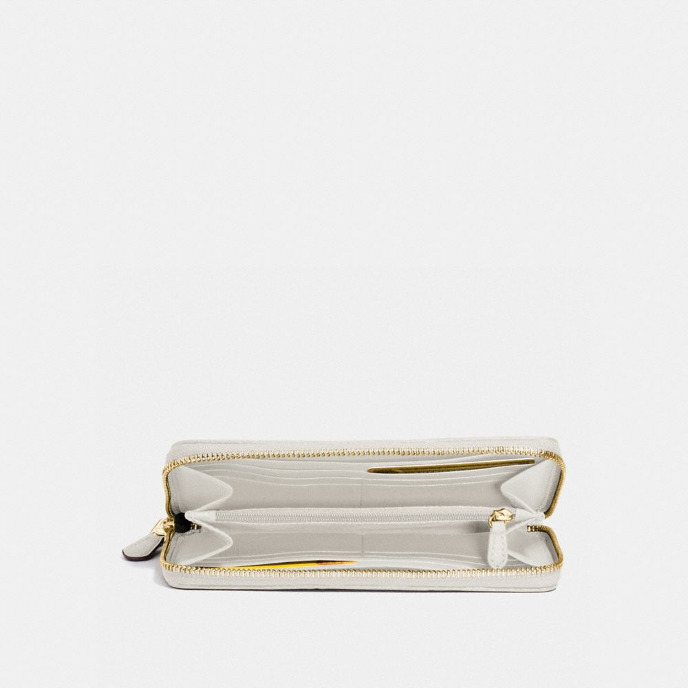 COACH®,ACCORDION ZIP WALLET IN SIGNATURE CANVAS,pvc,Gold/Light Khaki Chalk,Inside View,Top View