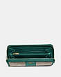 COACH®,ACCORDION ZIP WALLET IN SIGNATURE CANVAS,pvc,Gold/Khaki Dark Turquoise,Inside View,Top View