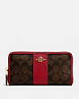 COACH®,ACCORDION ZIP WALLET IN SIGNATURE CANVAS,pvc,Gold/Brown Ruby,Front View