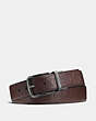COACH®,HARNESS BUCKLE CUT-TO-SIZE REVERSIBLE BELT, 38MM,Leather,Mahogany Brown,Front View