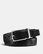 COACH®,MODERN HARNESS CUT-TO-SIZE REVERSIBLE BELT IN SIGNATURE LEATHER,Leather,Black,Front View