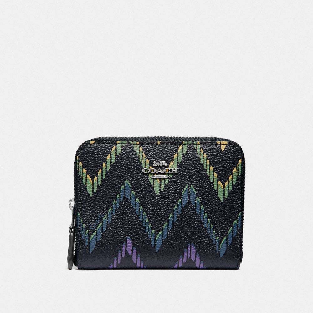 Coach Small Zip Around Wallet with Geo Chevron Print in Multi Midnight offers NWT